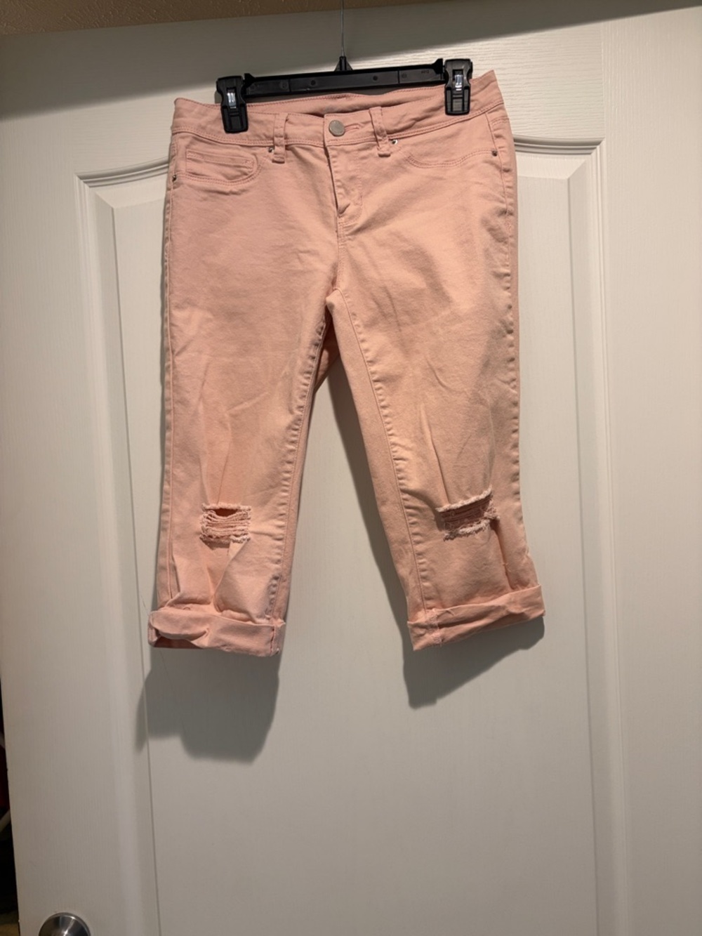 YMI Blush Pink Cropped Distressed Jeans